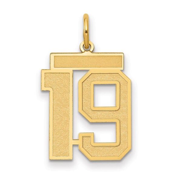 14k Yellow Gold Jersey Collection Medium Number 19 Pendant